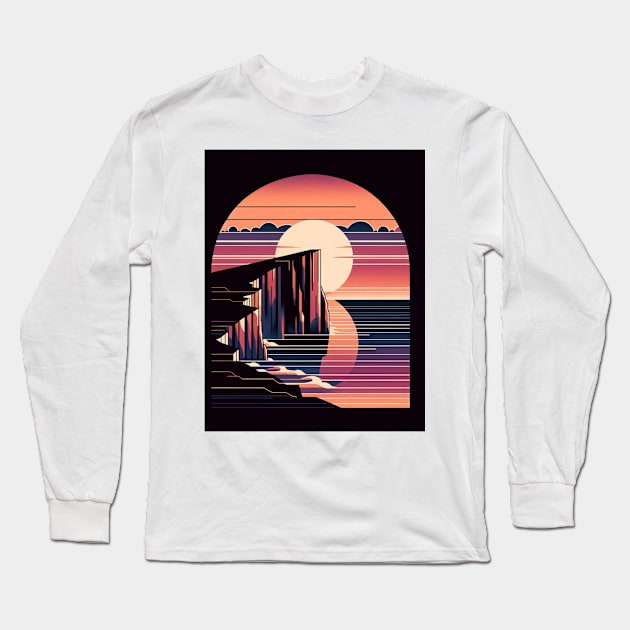 Modern Abstract Cliffside Sunset Long Sleeve T-Shirt by GracePaigePlaza